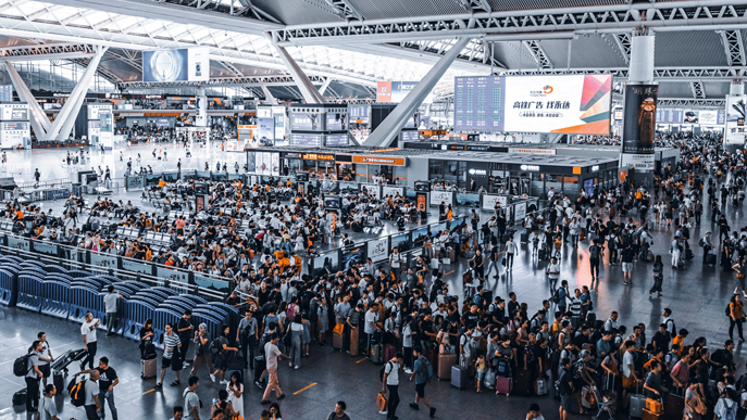 Train station in China during Lunar New Year
